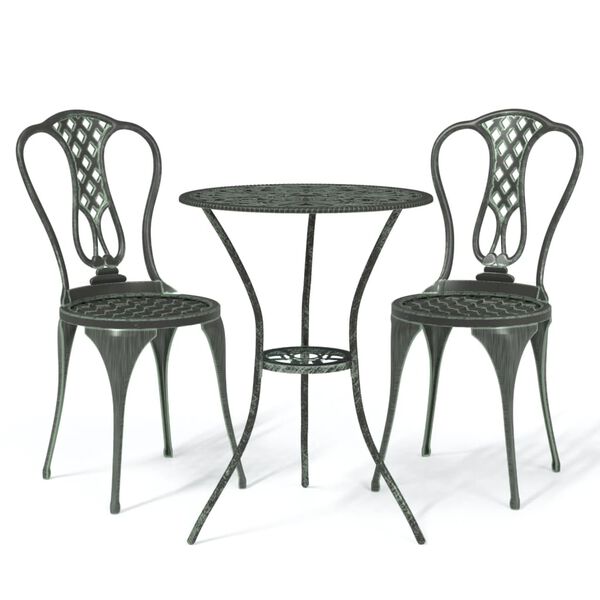 vidaXL 3 Piece Bistro Set Cast Aluminium Green