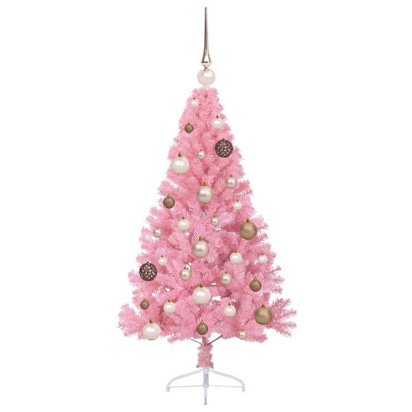 vidaXL Artificial Pre-lit Christmas Tree with 150 LEDs Pink 120 cm PVC