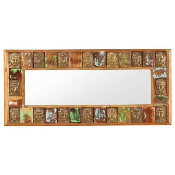 vidaXL Mirror with Buddha Cladding 110x50 cm Solid Reclaimed Wood