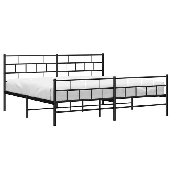 vidaXL Metal Bed Frame without Mattress with Footboard Black 183x213cm