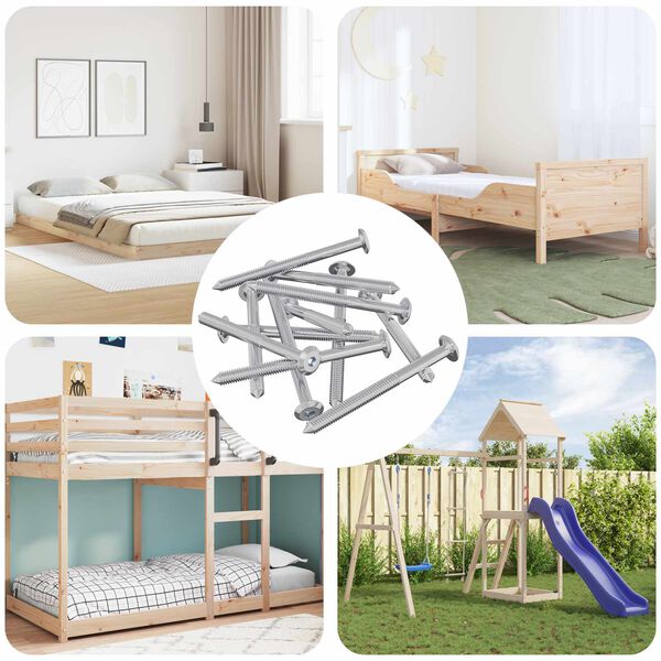 vidaXL Furniture Screws 12 pcs Silver M6 x 70 mm Steel