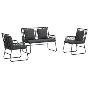 vidaXL Garden Dining Set 3 pcs Black and Anthracite Poly Rattan