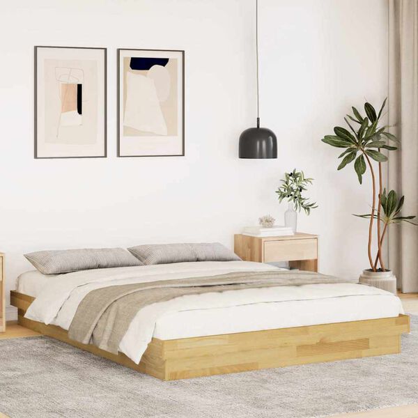 vidaXL Bed Frame without Mattress 150x200 cm King Size Solid Wood Oak