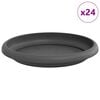 vidaXL Round Flower Tray 24 pcs Black &Oslash; 15.5 x 2 cm Plastic