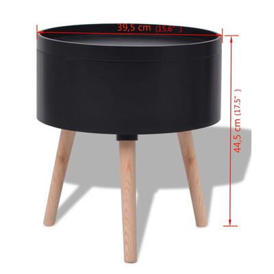 vidaXL Side Table with Serving Tray Round 39.5x44.5 cm Black