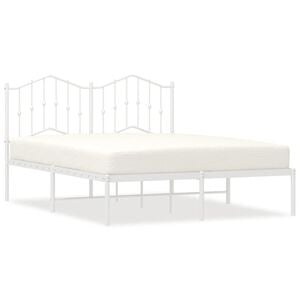 vidaXL Metal Bed Frame without Mattress with Headboard White 140x190cm