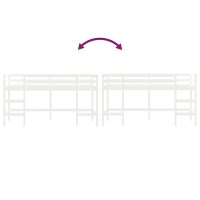 vidaXL Kids' Loft Bed with Ladder White 80x200 cm Solid Wood Pine