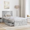 vidaXL Bed Frame Concrete Grey and Silver 75 x 190 cm Engineered Wood