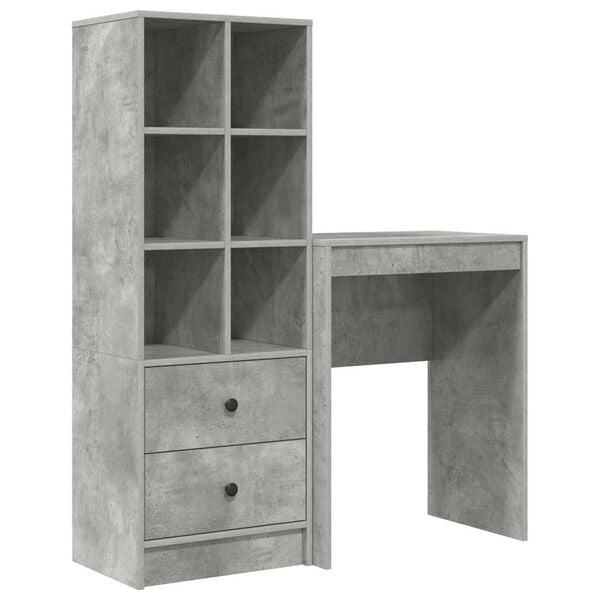 vidaXL Desk with Drawer 2 pcs Concrete Grey