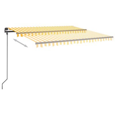 vidaXL Automatic Retractable Awning with Posts 5x3.5 m Yellow & White