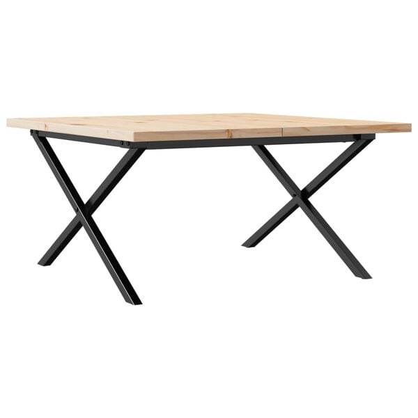 vidaXL Coffee Table X-Frame 80x80x45.5 cm Solid Wood Pine and Steel