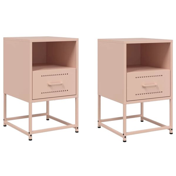 vidaXL Bedside Cabinets 2 pcs Pink 36x39x60.5 cm Steel