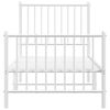 vidaXL Metal Bed Frame without Mattress with Footboard White 75x190cm