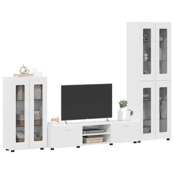 vidaXL TV Cabinet Set FLORIN High Gloss White Engineered Wood