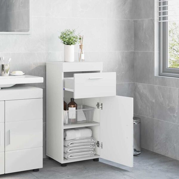 vidaXL Bathroom Cabinet Set TULUM High Gloss White 37 x 31.5 x 82 cm