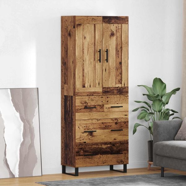 vidaXL Highboard Old Wood 69.5 x 34 x 180 cm Engineered Wood