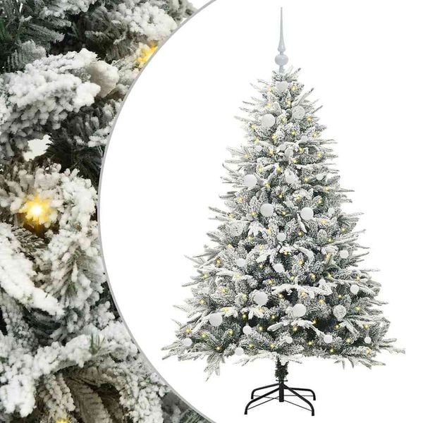 vidaXL Artificial Pre-lit Christmas Tree with Ball Set Green 150 cm