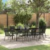 vidaXL Garden Dining Set 9 pcs Black Powder-Coated Steel