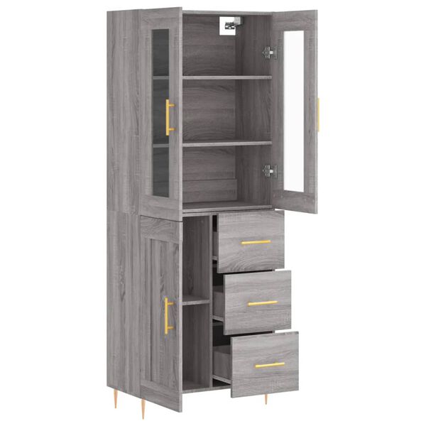 vidaXL Highboard Grey Sonoma 69.5x34x180 cm Engineered Wood