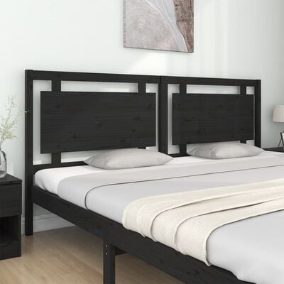 vidaXL Bed Headboard Black 205.5x4x100 cm Solid Pine Wood