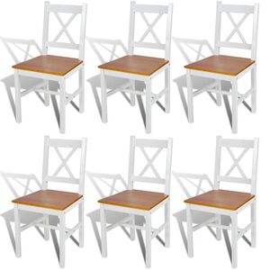vidaXL Dining Chairs 6 pcs White Pinewood