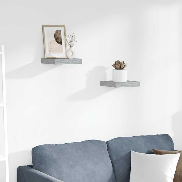 vidaXL Floating Wall Shelves 2 pcs Concrete Grey 23x23.5x3.8 cm MDF