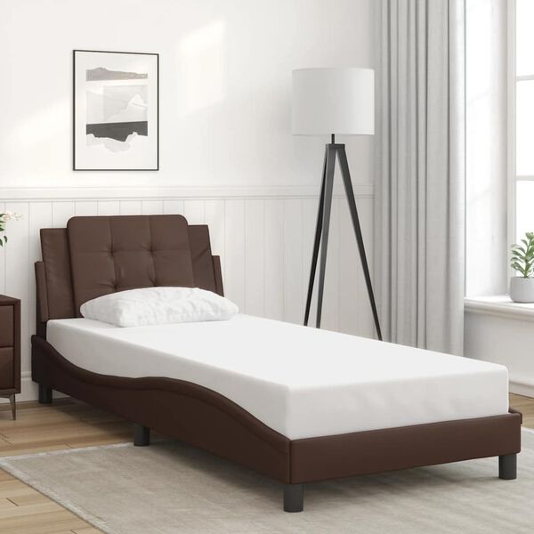 vidaXL Bed Frame without Mattress "Zadar" Brown 90x190 cm Single Faux Leather