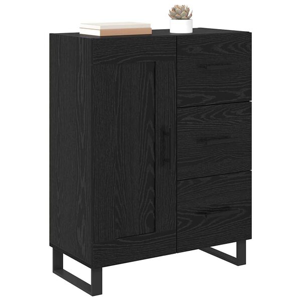 vidaXL Sideboard Black Oak 69.5 x 34 x 90 cm Engineered Wood and Iron