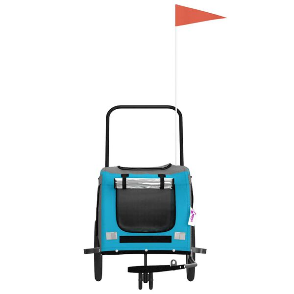 vidaXL Pet Bike Trailer Blue and Grey Oxford Fabric and Iron