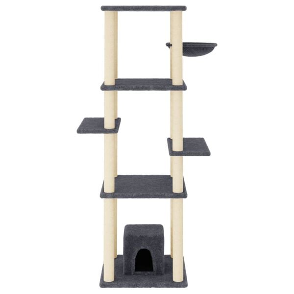 vidaXL Cat Tree with Sisal Scratching Posts Dark Grey 154 cm
