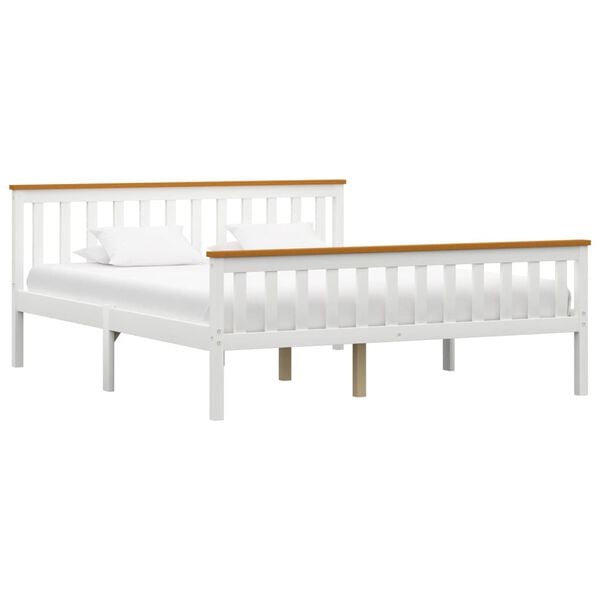 vidaXL Bed Frame without Mattress White Solid Pine Wood 160x200 cm