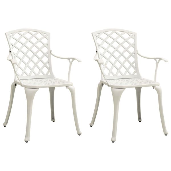 vidaXL Garden Chairs 2 pcs Cast Aluminium White