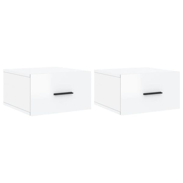 vidaXL Wall-mounted Bedside Cabinets 2 pcs High Gloss White 35x35x20 cm