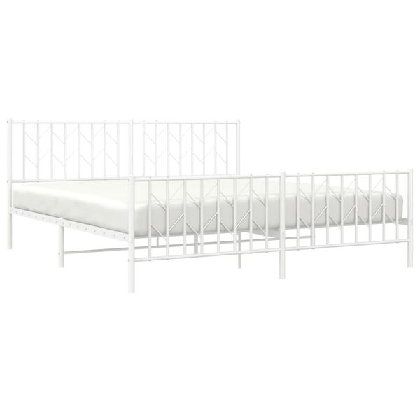 vidaXL Metal Bed Frame without Mattress with Footboard&nbsp;White 183x213cm