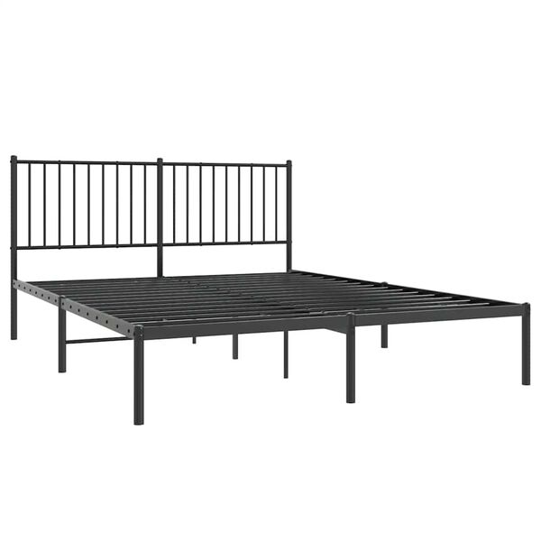 vidaXL Metal Bed Frame without Mattress with Headboard Black 150x200cm