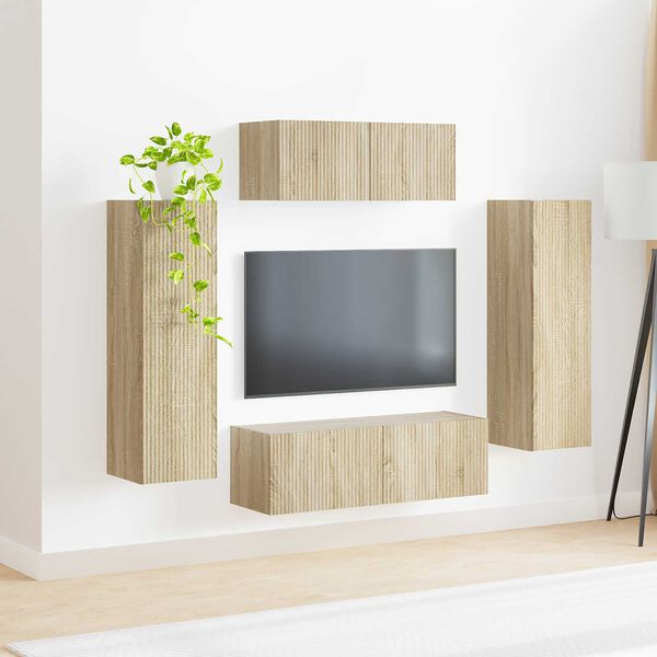 vidaXL TV Cabinet Set Wall-mounted 3 pcs Sonoma Oak Engineered Wood