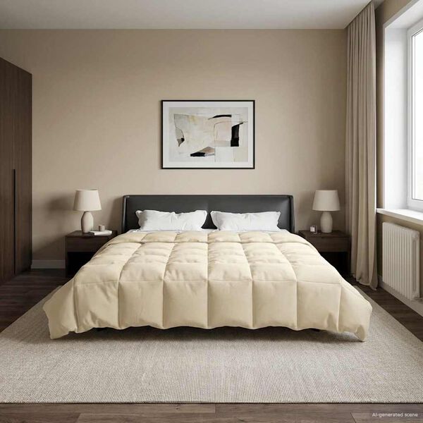 vidaXL Full Year Duvet Quilted Cream 220 x 240 cm Microfiber