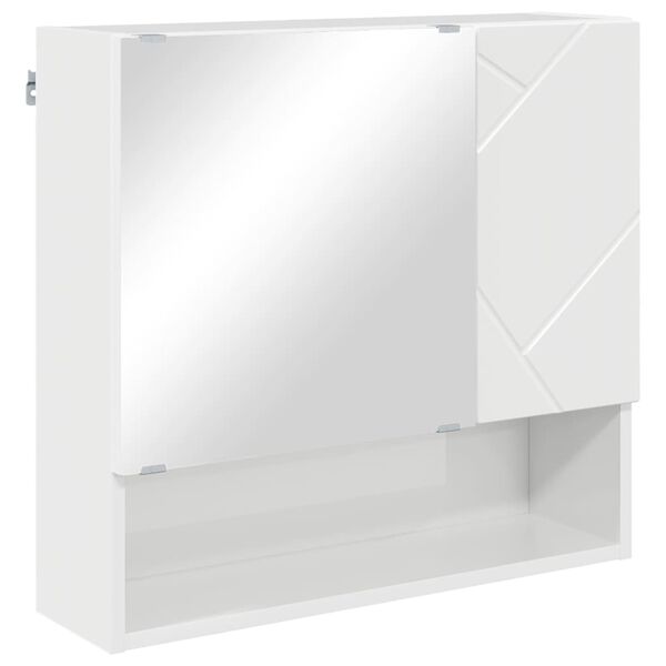 vidaXL Mirror Cabinet High gloss white 59 x 17 x 55 cm Engineered wood