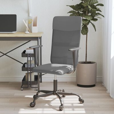 vidaXL Office Chair Height Adjustable Grey Mesh Fabric and Faux Leather