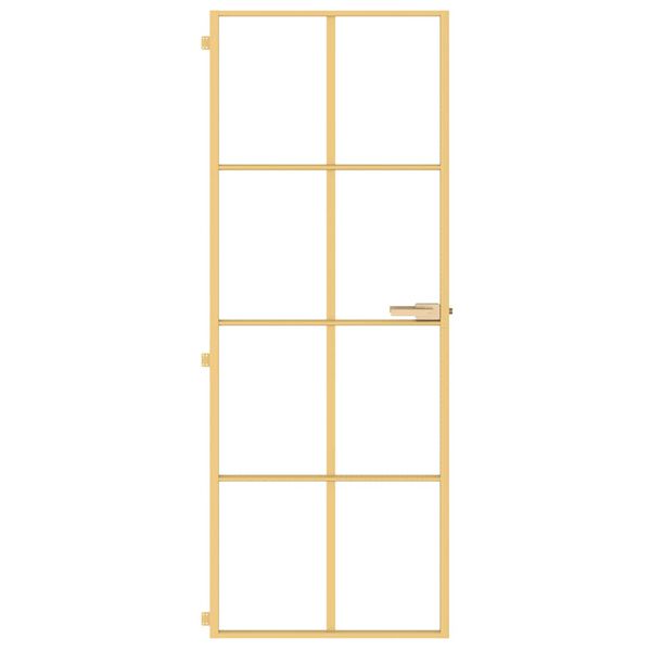 vidaXL Interior Door Slim Golden 76x201.5 cm Tempered Glass and Aluminium