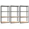 vidaXL 4-Layer Shelves 3 pcs Anthracite Steel&Engineered Wood