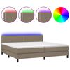 vidaXL Box Spring Bed with Mattress&LED Taupe 200x200cm Fabric