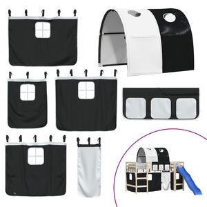 vidaXL Curtains for Loft Bed with Tunnel White and Black Polyester