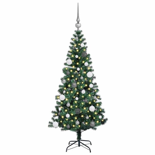 vidaXL Artificial Pre-lit Christmas Tree Green 150 cm PVC and Metal