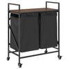 vidaXL Laundry Basket 2 Compartments with Wheels Brown Oak