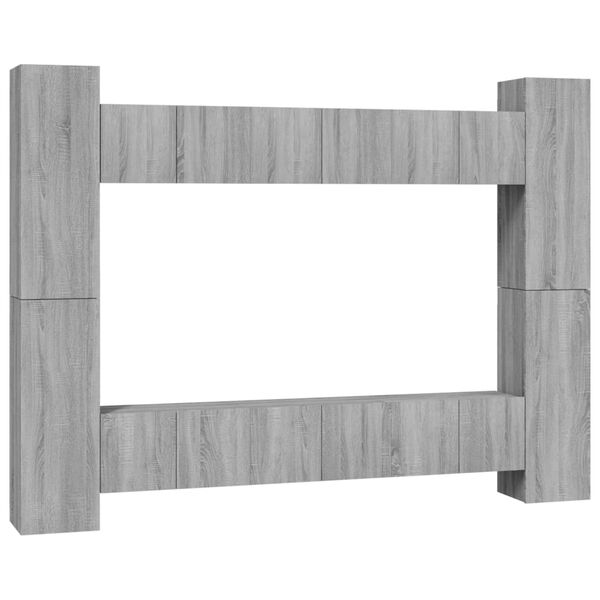 vidaXL 10 Piece TV Cabinet Set Grey Sonoma Engineered Wood
