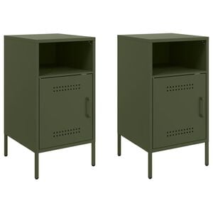 vidaXL Bedside Cabinets 2 pcs Olive Green 36x39x68 cm Steel