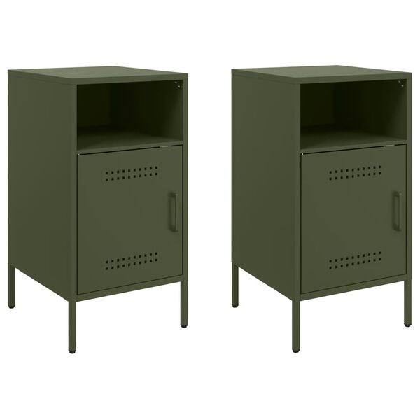 vidaXL Bedside Cabinets 2 pcs Olive Green 36x39x68 cm Steel