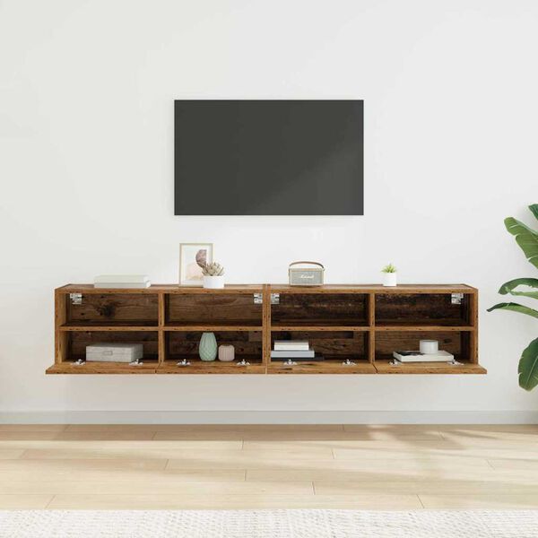 vidaXL TV Wall Cabinets 2 pcs Old Wood 80 x 30 x 30 cm Engineered Wood