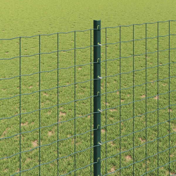vidaXL Fence with Post Green 1.5 x 10 m Steel and PVC